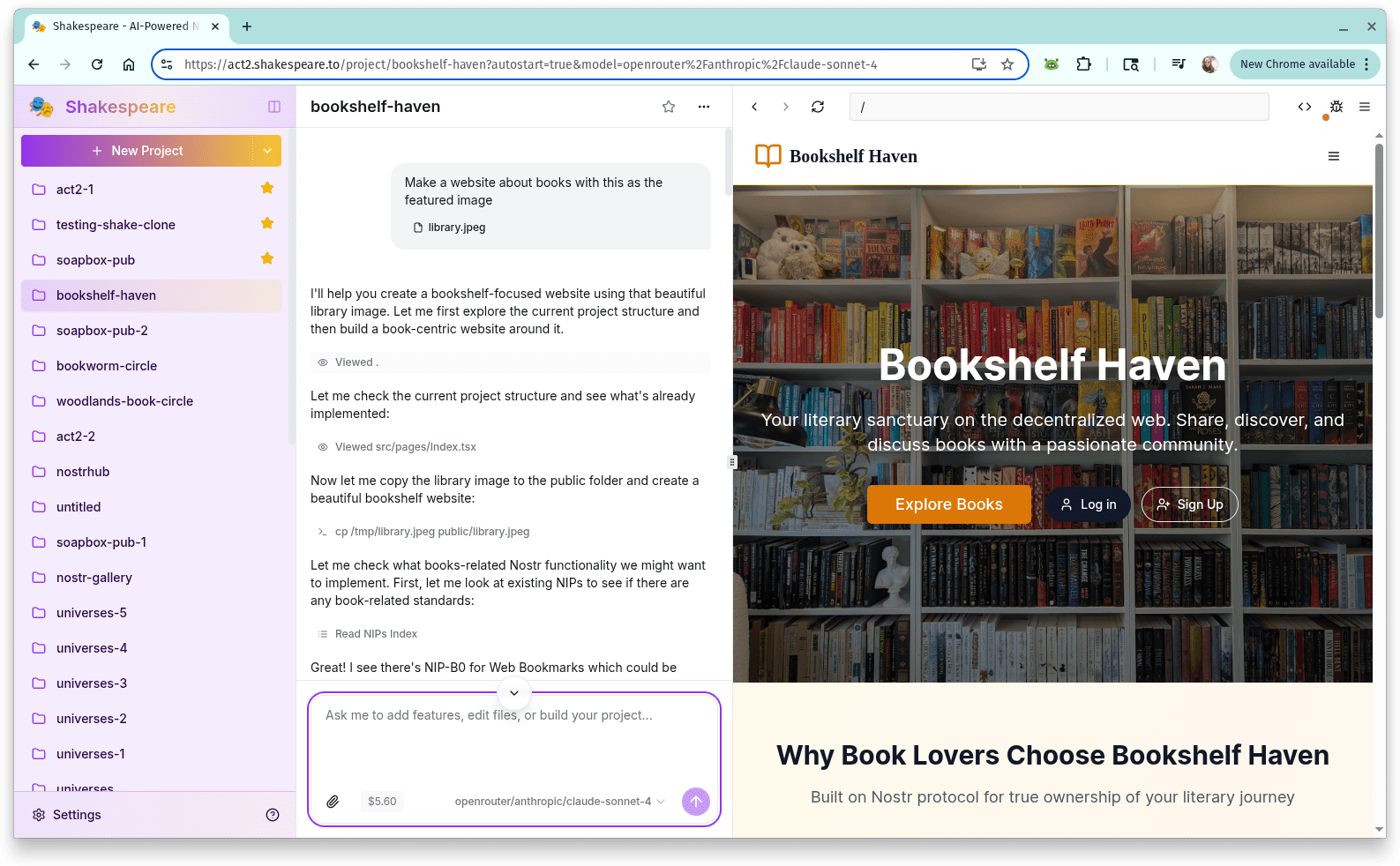 Building a file upload app in one prompt with Shakespeare