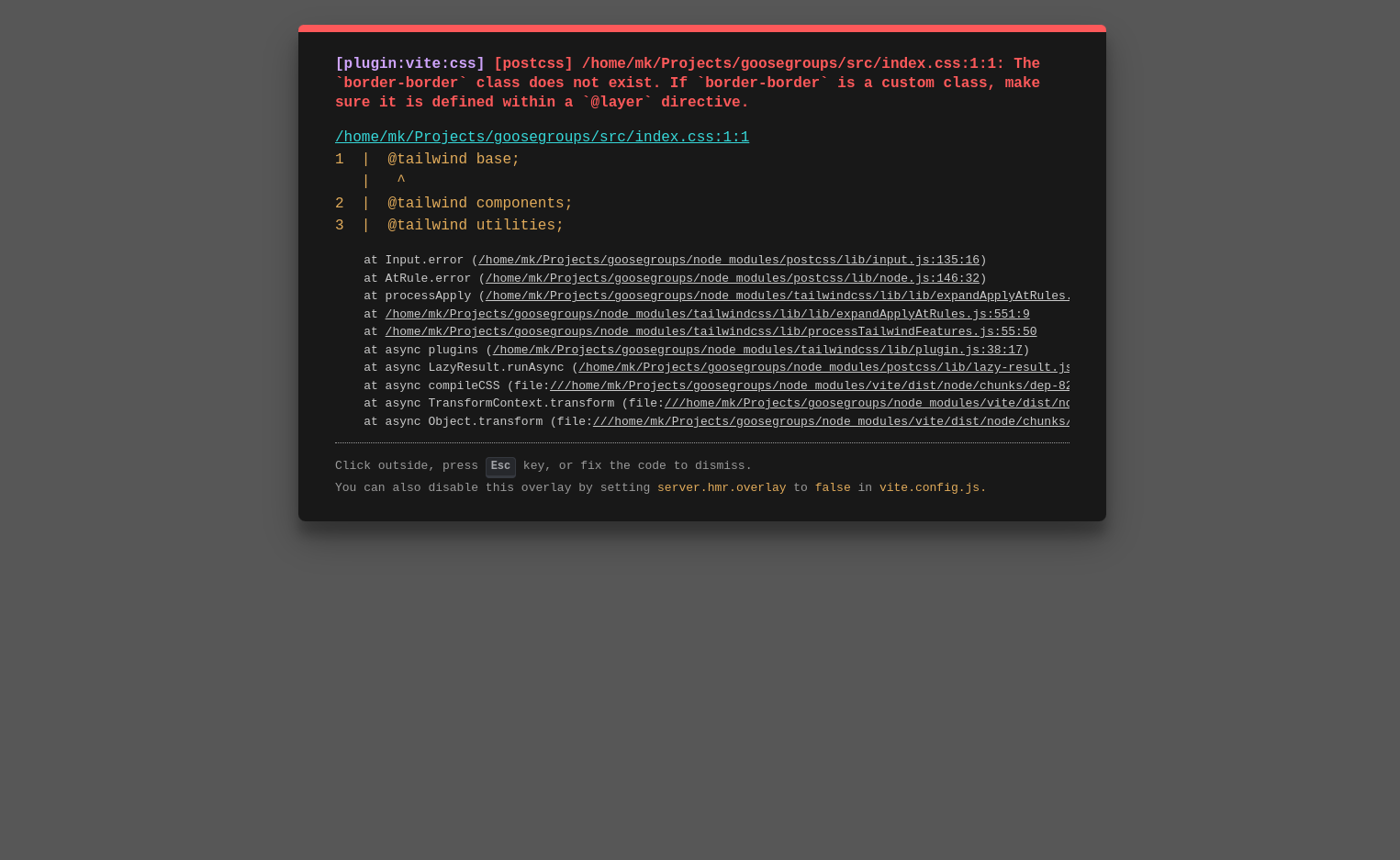 a browser displaying only errors