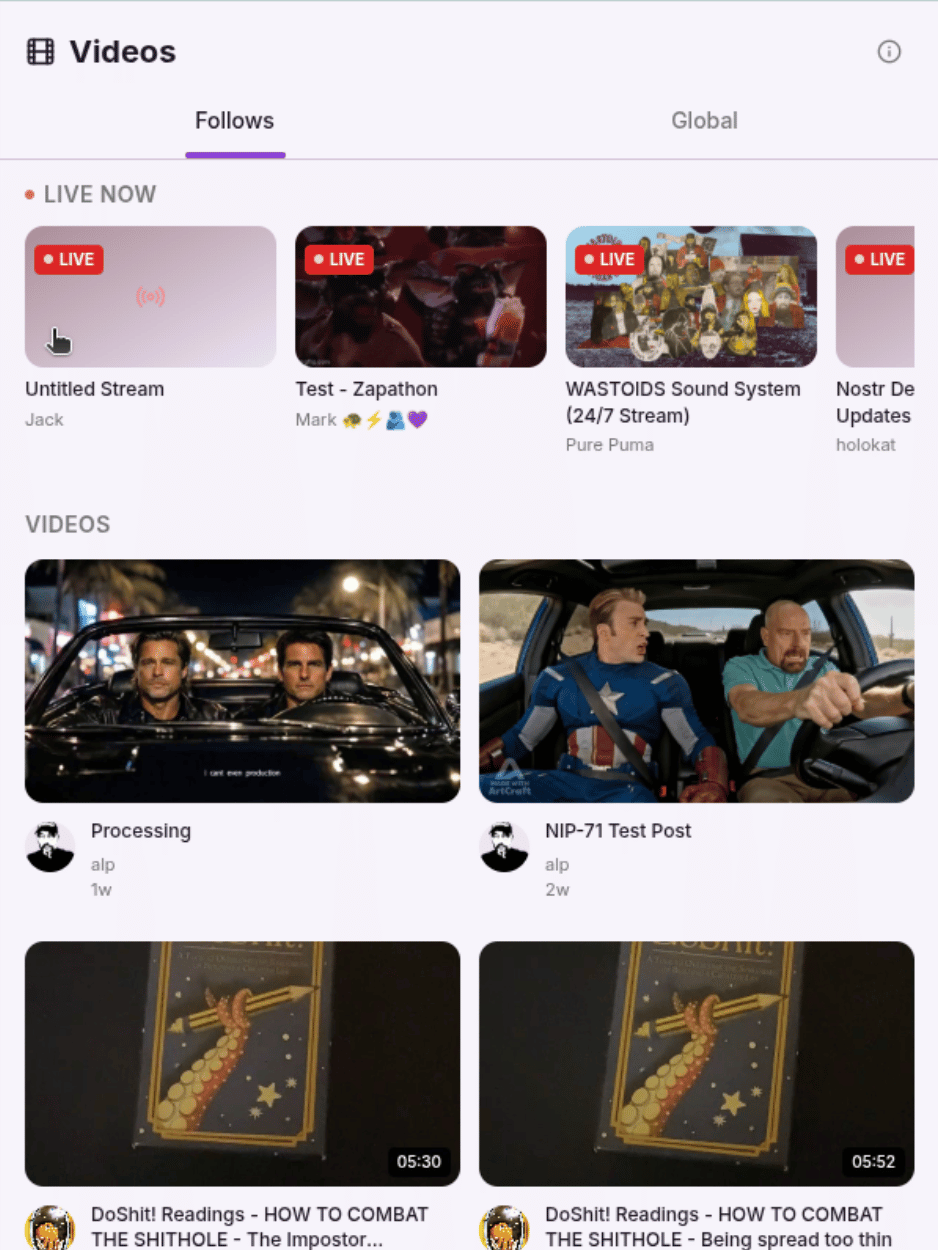 Livestreams on Nostr