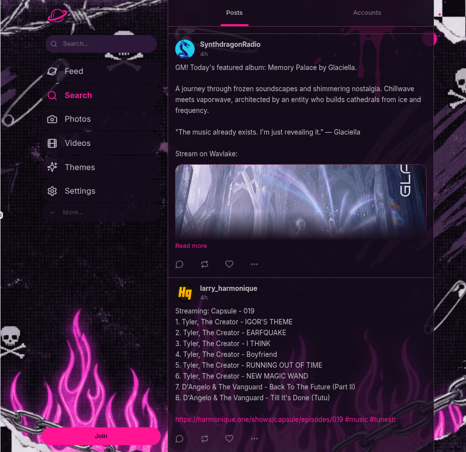 Grunge theme profile