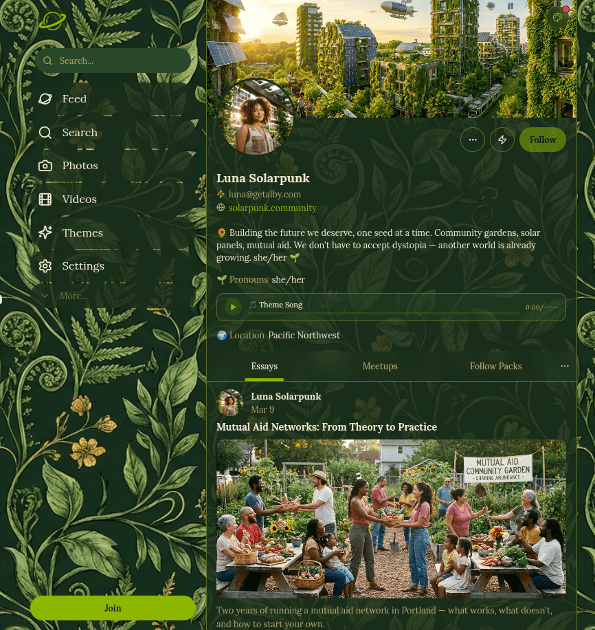 Solarpunk theme profile