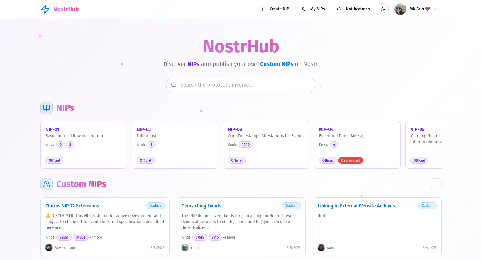 NostrHub Interface Screenshot