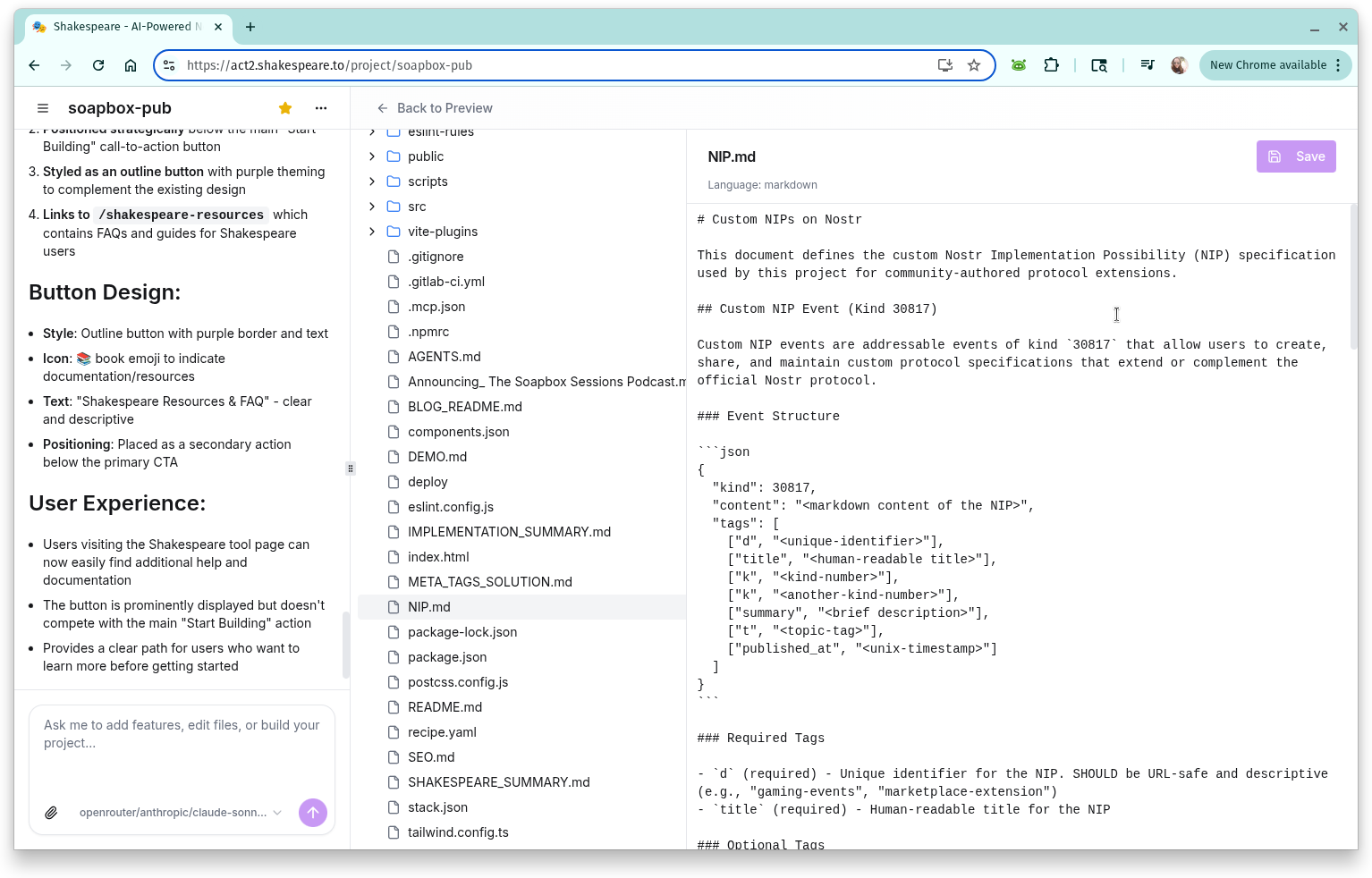 Built-in code editor showing file explorer and syntax highlighting